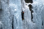 Alan climbing WI4 in the Scottish Gullies in 2000 (46kb)